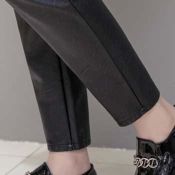 Zimné Dlhé Nohavice pre Ženy PU kožené Ceruzkou Nohavice Elastický Pás Hrubé Nežnej Ženskej Faux Kožené Nohavice Bežné 2019